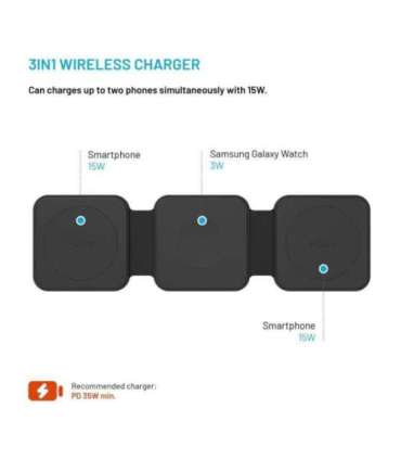 Fixed Wireless Foldable Charger 3in1 Flex for Samsung FIXFLE-SA-BK