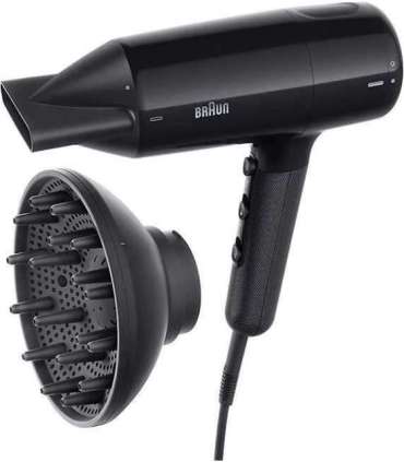 Braun Hair dryer BRHD225E 2200 W Number of temperature settings 3 Ionic function Diffuser nozzle Black