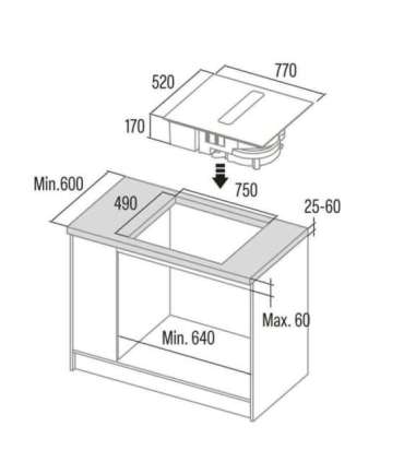 CATA Hob with Hood IAS 7024 Induction 77 cm Number of burners/cooking zones 4 Black Slider