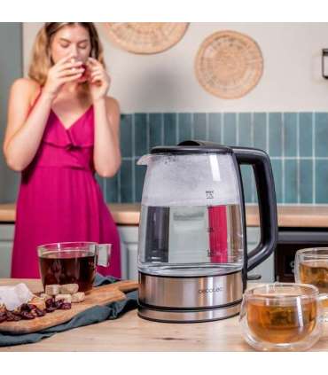 Cecotec Kettle ThermoSense 340 Clear Electric 2200 W 1.7 L Glass 360° rotational base Clear