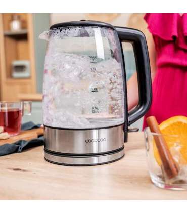 Cecotec Kettle ThermoSense 340 Clear Electric 2200 W 1.7 L Glass 360° rotational base Clear
