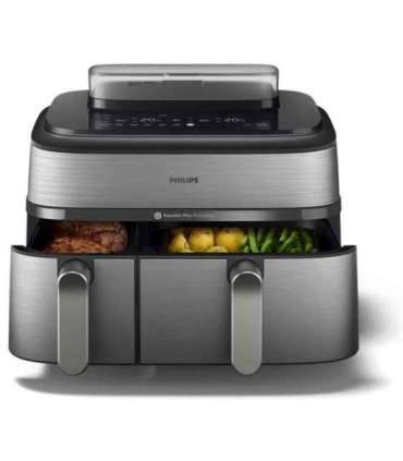 Philips Dual Basket Airfryer NA555/00 5000 series Power 2750 W Capacity 9 L RapidAir Plus Silver