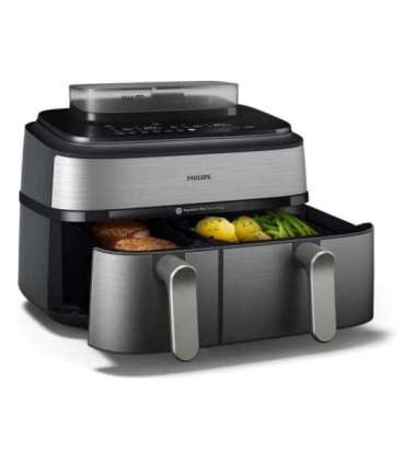Philips Dual Basket Airfryer NA555/00 5000 series Power 2750 W Capacity 9 L RapidAir Plus Silver