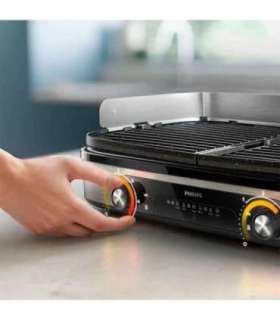Philips HD6222/90 Table Grill, Black/Stainless Steel