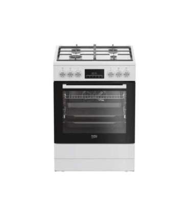 BEKO Cooker FBM62330GWDTN Hob type Gas Oven type Electric White Width 60 cm Grilling LED Depth 60 cm |
