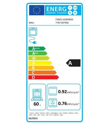 BEKO Cooker FSM51339DWDS Hob type Gas Oven type Electric White Width 50 cm Grilling LED Depth 60 cm 60
