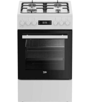 BEKO Cooker FSM51339DWDS Hob type Gas Oven type Electric White Width 50 cm Grilling LED Depth 60 cm 60