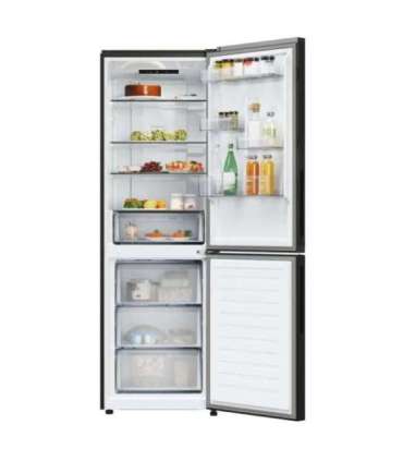 Candy ECN2CQTEB186 Refrigerator, E, Freestanding, Combi, Height 185cm, Fridge net 235 L, Freezer net 120 L, Black |