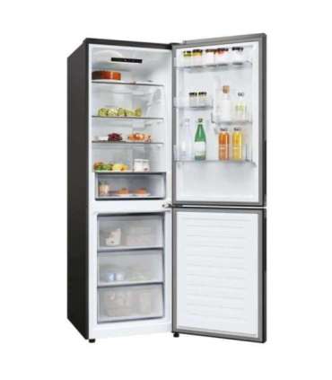 Candy ECN2CQTEB186 Refrigerator, E, Freestanding, Combi, Height 185cm, Fridge net 235 L, Freezer net 120 L, Black |
