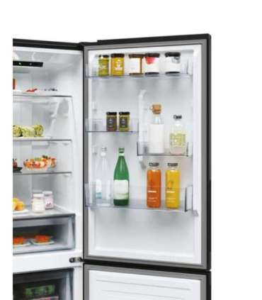 Candy ECN2CQTEB186 Refrigerator, E, Freestanding, Combi, Height 185cm, Fridge net 235 L, Freezer net 120 L, Black |