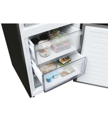 Candy ECN2CQTEB186 Refrigerator, E, Freestanding, Combi, Height 185cm, Fridge net 235 L, Freezer net 120 L, Black |