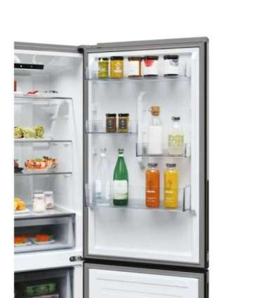 Candy ECN2CQTEX186 Refrigerator, E, Freestanding, Combi, Height 185cm, Fridge net 235 L, Freezer net 120 L, Inox Candy