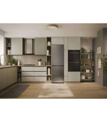 Candy ECN2CQTEX186 Refrigerator, E, Freestanding, Combi, Height 185cm, Fridge net 235 L, Freezer net 120 L, Inox Candy