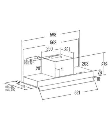CATA Hood ARMONIA 60 BK Canopy Energy efficiency class C Width 79.8 cm 645 m³/h Mechanical LED Black