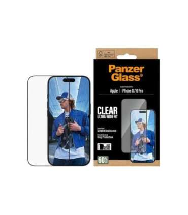 PanzerGlass Screen protector Apple iPhone 16 Pro/iPhone 17 Glass Transparent Ultra-Wide Fit w. EasyAligner