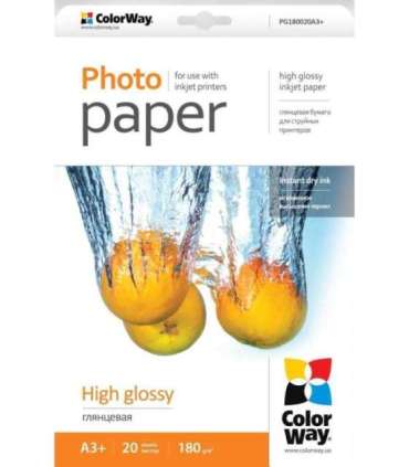 ColorWay Photo Paper, 20 sheets 180 g/m² A3+ High Glossy