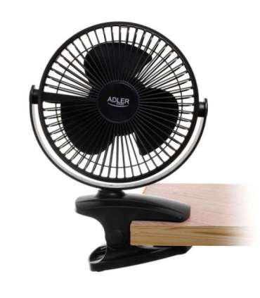 Adler Rechargeable Clip-on Desk Fan AD 7342 Table Fan Black Diameter 15.5 cm Number of speeds 3 Oscillation