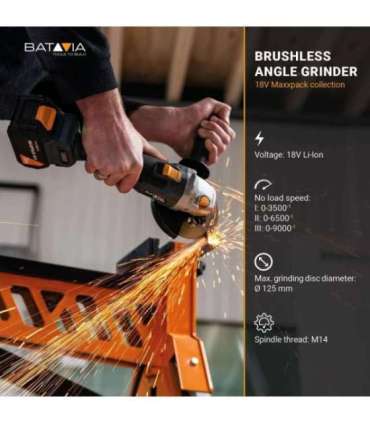 Batavia 18V brushless digital angle grinder 125 mm Without battery and charger