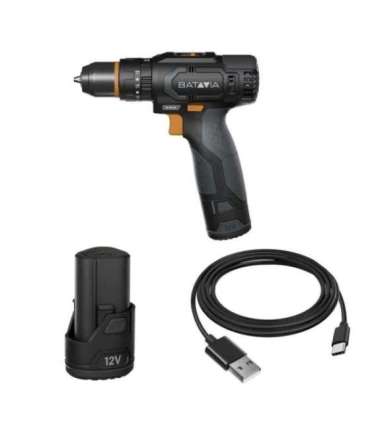 Batavia 12V combi drill 2.0 set (1 x battery 2Ah / 1 x USB charging cable)