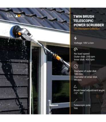 Batavia Twinbrush V2 (telescopic) 18V brushless power scrubber Without battery and charger