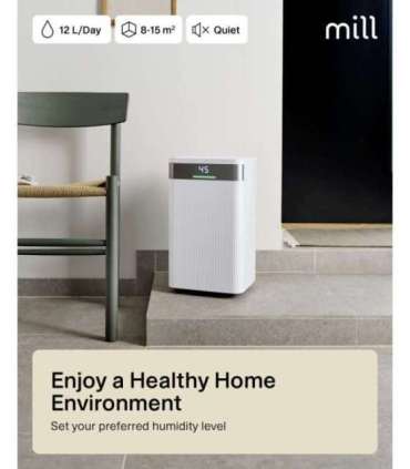 Mill Dehumidifier MDH12 Power 200 W Suitable for rooms up to 8-15 m² Water tank capacity 2 L White