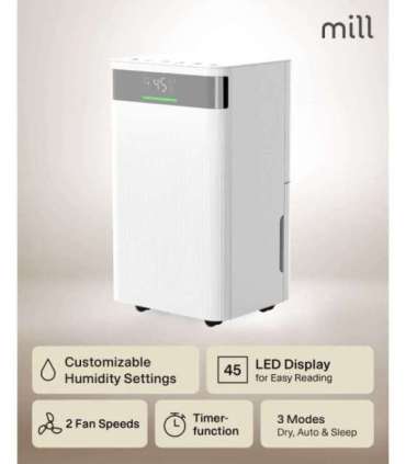 Mill Dehumidifier MDH12 Power 200 W Suitable for rooms up to 8-15 m² Water tank capacity 2 L White