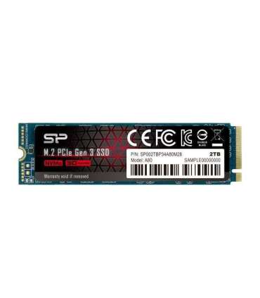 Silicon Power SP002TBP34A80M28 P34A80 SSD, 2 TB, M.2, PCIe Gen 3x4, 3400 MB/s, SLC cache