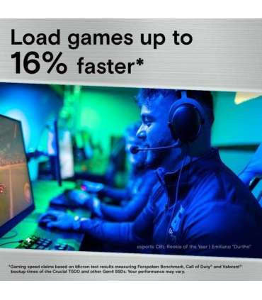 Crucial CT500T500SSD8 T500 SSD, 500 GB, M.2 2280, PCIe 4.0 NVMe, 7300/ 6800 MB/s, No HS
