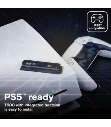 Crucial CT4000T500SSD5 T500 SSD, 4 TB, M.2, PCIe Gen4, NVMe, 3D NAND, 7000/ 6900 MB/s, Heatsink