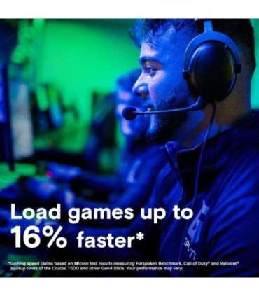 Crucial CT4000T500SSD5 T500 SSD, 4 TB, M.2, PCIe Gen4, NVMe, 3D NAND, 7000/ 6900 MB/s, Heatsink