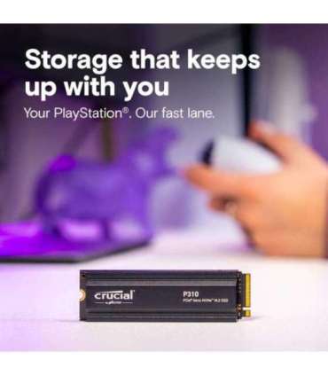 Crucial CT1000P310SSD5 P310 SSD, 1 TB, M.2 PCIe Gen4 NVMe, 3D NAND, 7100/ 6000 MB/s, Heatsink