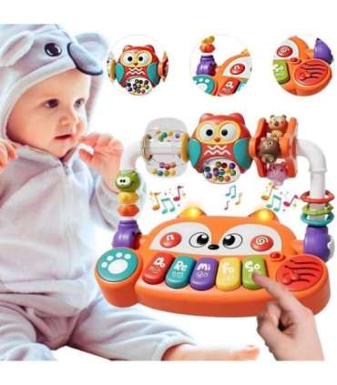 WOOPIE BABY Interaktywne Pianino Edukacyjne Sensoryczne Lisek LED Grzechotki