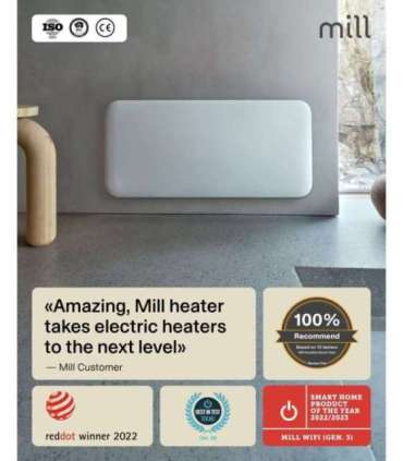 Mill WiFi Panel Heater PA1500WIFI4A Panel Heater 1500 W Suitable for rooms up to 22 m² White IPX4