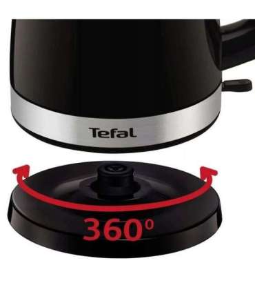TEFAL Kettle KO150F30 Delfini Vision Electric 2400 W 1.5 L Plastic 360° rotational base Black/Stainless