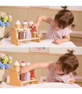 VIGA Drewniana Lodziarnia Sklepik Zestaw z Lodami 6 szt Lodów