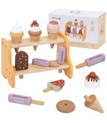 VIGA Drewniana Lodziarnia Sklepik Zestaw z Lodami 6 szt Lodów