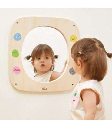 VIGA puidust tahvel peegli ja emotikonidega