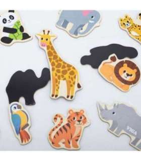 VIGA puidust magnetid – metsloomad, värvilised hariduslikud magnetid, 18+ kuud