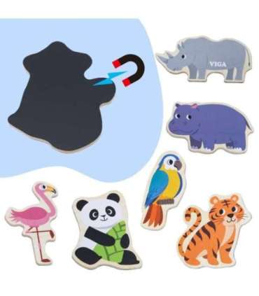 VIGA puidust magnetid – metsloomad, värvilised hariduslikud magnetid, 18+ kuud