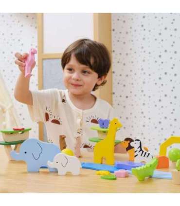 VIGA puidust klotsid - värvikad troopilised lood, 55-osaline karp.