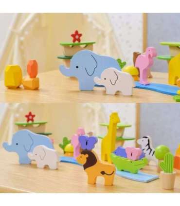 VIGA puidust klotsid - värvikad troopilised lood, 55-osaline karp.