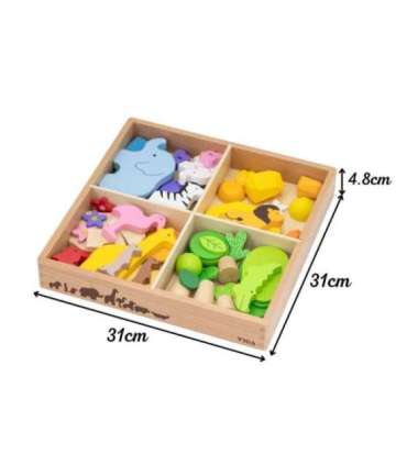 VIGA puidust klotsid - värvikad troopilised lood, 55-osaline karp.