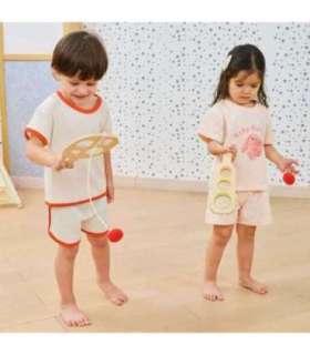 VIGA Drewniany Zestaw Paletek do Gry Złap Piłkę z Punktacją