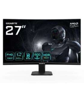 GIGABYTE GS27FC2 27" FHD Curved Gaming Monitor - 1920 x 1080, 240Hz, 1, 350 cd/m², HDR Ready, HDMI 2.0, Displayport 1.4