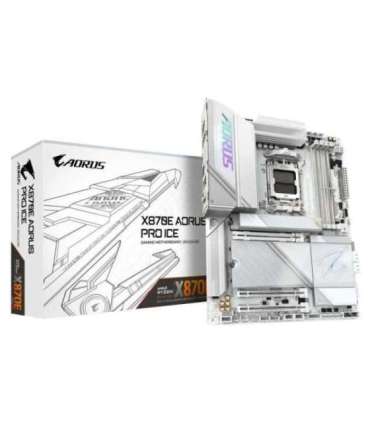 Gigabyte X870E AORUS PRO ICE X870E AORUS PRO ICE, ATX, AMD AM, DDR5, Wi-Fi 7, 2.5GbE, USB 4