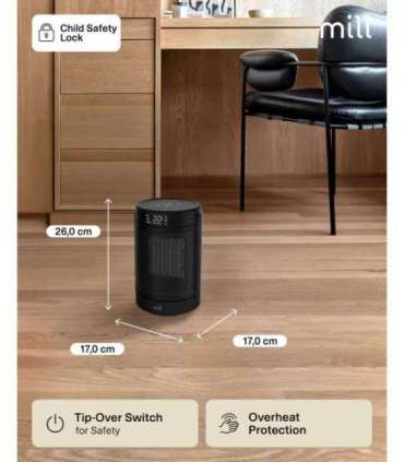 Mill FH1500BLACK Ceramic fan heater 1500 W Suitable for rooms up to 22 m² Black