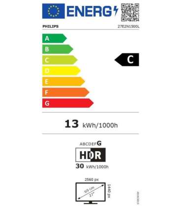 Philips 27E2N1500L/00 27 " IPS Quad HD 16:9 75 Hz 4 ms 2560 x 1440 pixels 300 cd/m² HDMI ports
