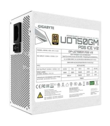 GIGABYTE UD750GM PG5 V2 ICE Power Supply Unit- PCIe Gen 5.1, 80 PLUS Gold, Fully Modular Design, 120mm Fan, ATX 3.1