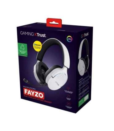 Trust GXT 491W FAYZO Headset Wired & Wireless Head-band Gaming USB Type-C Bluetooth Black, White