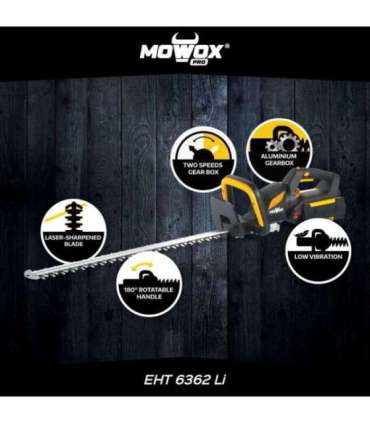 MoWox 62V Excel Series Hand Held Battery Hedge Trimmer With Rotating Handle (Without Battery and Charger) EHT 6362